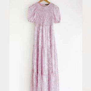 Dusty Pink Puff Sleeve Maxi Dress (Maternity bump friendly)